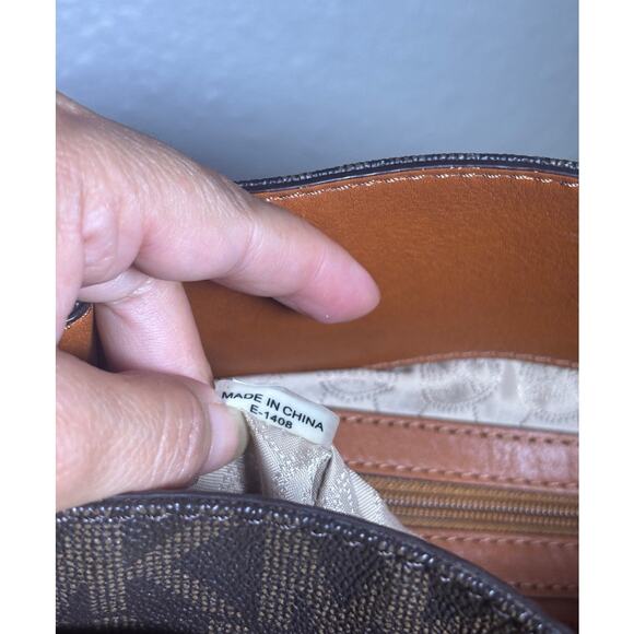 Michael Kors Hamilton Brown Monogram Logo Large Satchel Tote Bag Gold Hardware - Picture 7 of 11